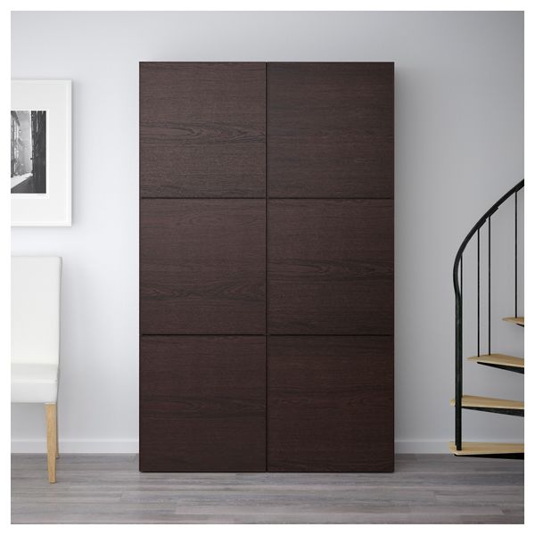 Комбинация для хранения с дверцами БЕСТО, черно-коричневый, Инвикен черно-коричневый (120x40x192 см) - фото 2