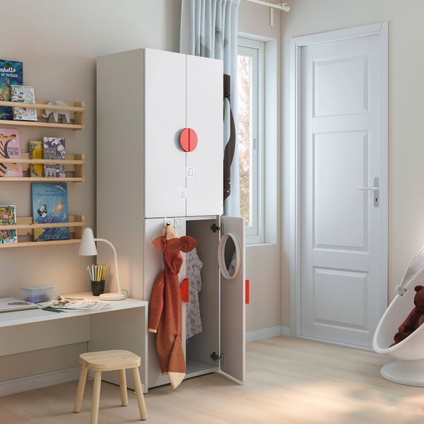 Гардероб, 60x42x181 см, белый бледно-розовый с 2 платяными штангами IKEA SMÅSTAD СМОСТАД 693.908.79 - фото 7