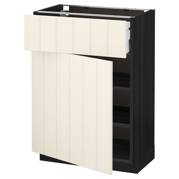 Напольный шкаф с ящиком, дверью МЕТОД / МАКСИМЕРА, черный, Хитарп белый с оттенком - схема-чертеж с размерами