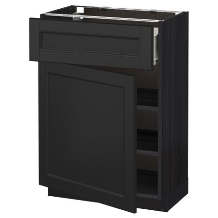 Напольный шкаф с ящиком, дверью МЕТОД / ФОРВАРА, черный, Лаксарби черно-коричневый