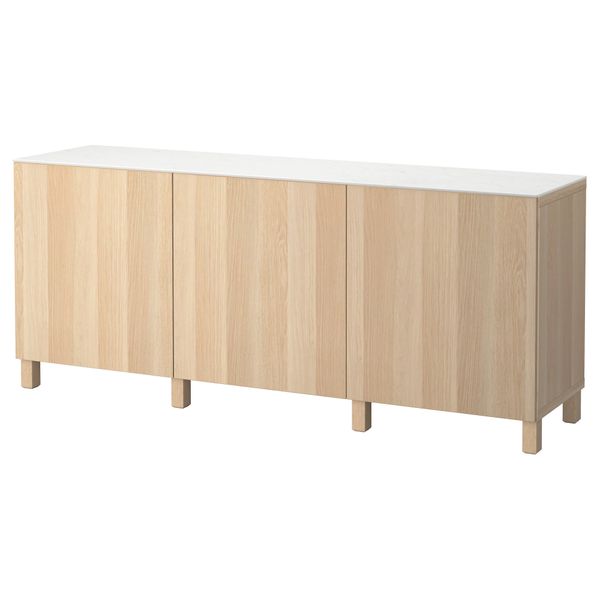 Комбинация для хранения с дверцами БЕСТО, Лаппвикен под беленый дуб (180x42x74 см) - фото 1