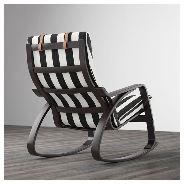 Кресло-качалка ПОЭНГ, черно-коричневый, Стенли черный/белый - схема-чертеж с размерами