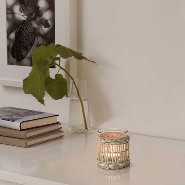 Подсвечник для греющей свечи, ручная работа осока IKEA SLIPPRIG 905.314.10 - фото 4