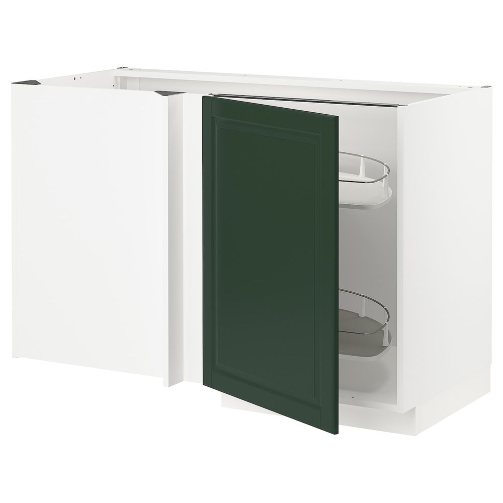 Угловой напольный шкаф с выдвижной секц, белый/Будбин темно-зеленый 128x68 см IKEA METOD МЕТОД 293.121.76 - фото 1