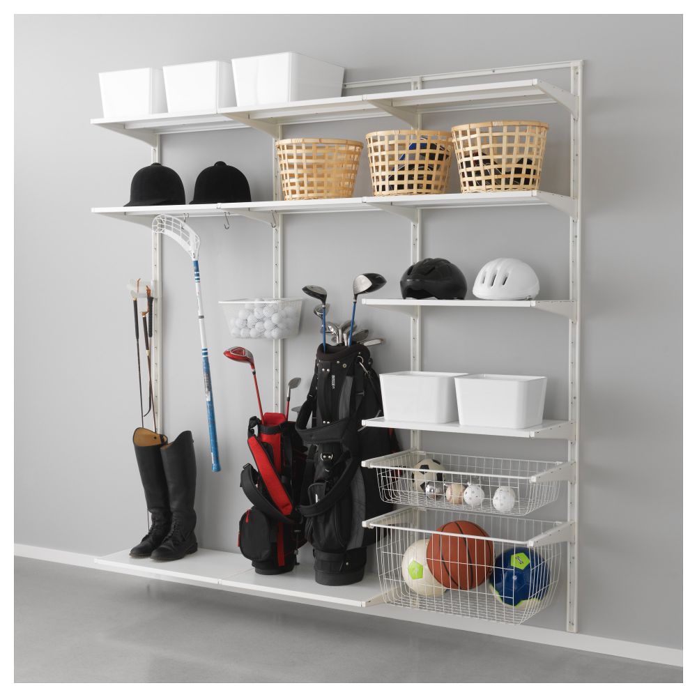 Настенная шина, полка, корзина АЛЬГОТ, белый (190x40x196 см) - фото 1