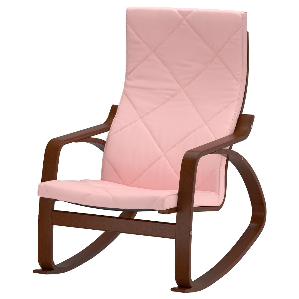 Кресло-качалка ПОЭНГ, классический коричневый, Эдум розовый - фото 1