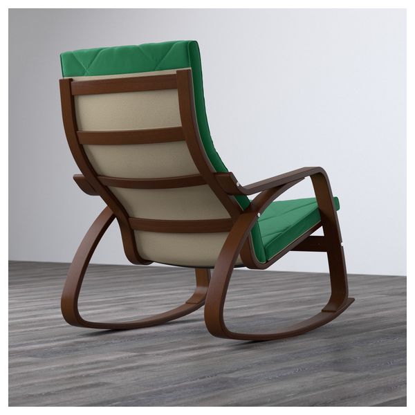 Кресло-качалка ПОЭНГ, классический коричневый, Сандбакка зеленый - фото 3