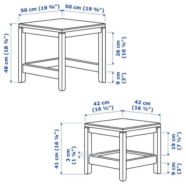 Комплект столов, 2 шт, темно-коричневый IKEA HAVSTA ХАВСТА 104.042.89 - схема-чертеж с размерами