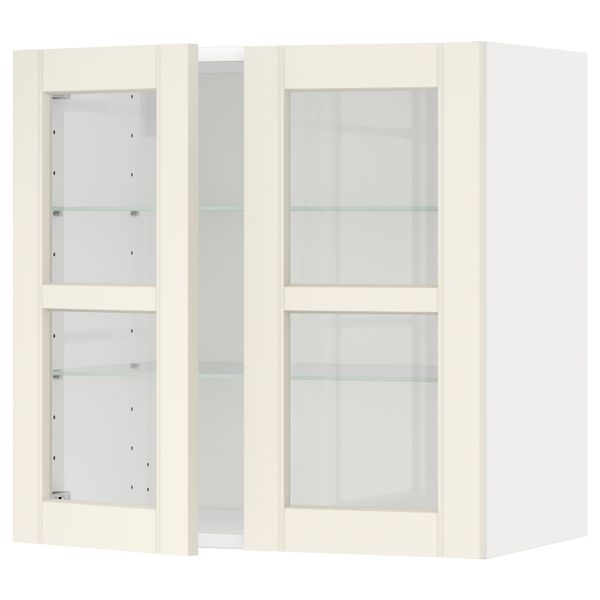 Навесной шкаф с полками, 2 стекло дв, белый/Хитарп белый с оттенком 60x60 см IKEA METOD МЕТОД 892.404.26 - схема-чертеж с размерами