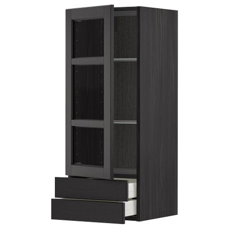 Навесной шкаф, стеклянная дверца, 2 ящика, 40x100 cm IKEA METOD МЕТОД, MAXIMERA МАКСИМЕРА 194.579.71