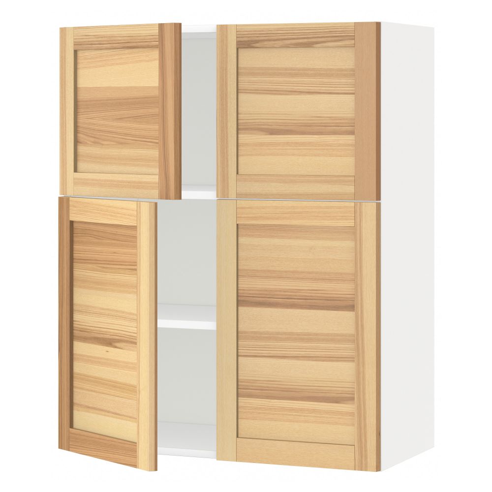 Навесной шкаф с полками, 4 дверцы МЕТОД, белый, Торхэмн ясень (80x100 см) - схема-чертеж с размерами