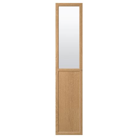 Панельная, стекляная дверца ОКСБЕРГ, дубовый шпон (40x192 см)