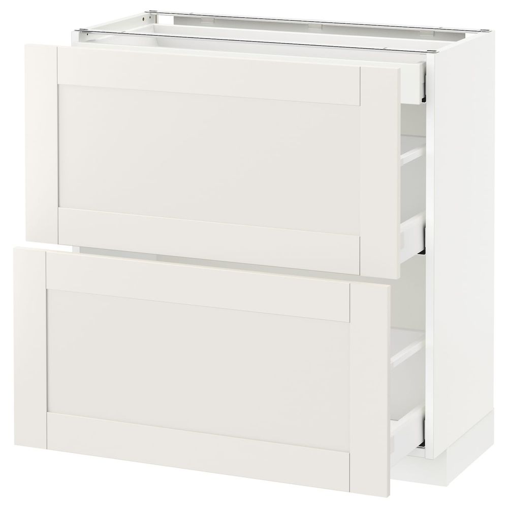 Напольный шкаф/2фасада/3ящика, белый/Сэведаль белый 80x37 см IKEA METOD МЕТОД / MAXIMERA МАКСИМЕРА 992.387.53 - фото 1