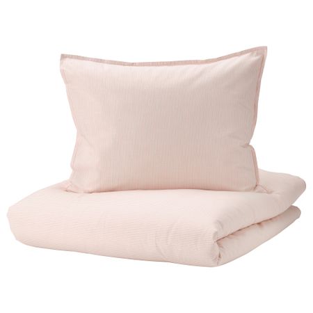 Пододеяльник и 2 наволочки, светло-розовый, полоска, 240x220, 50x60 см IKEA BERGPALM БЕРГПАЛМ 205.006.62