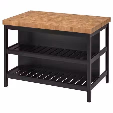 VADHOLMA Кухонн стол-остров - чёрный/дуб 126x79x90 см