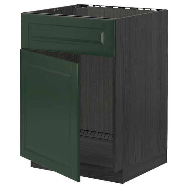 Напольный шкаф под мойку с дверцей, фронтальной пнл, черный/Будбин темно-зеленый 60x60 см IKEA МЕТОД 893.144.22 - схема-чертеж с размерами