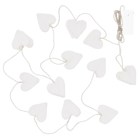 Гирлянда, 12 светодиодов СТРОЛА, с батарейным питанием, сердце белый
