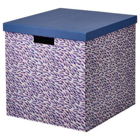 Коробка с крышкой, синий-сиреневый/с рисунком 32x35x32 см IKEA TJENA ТЬЕНА 204.678.51