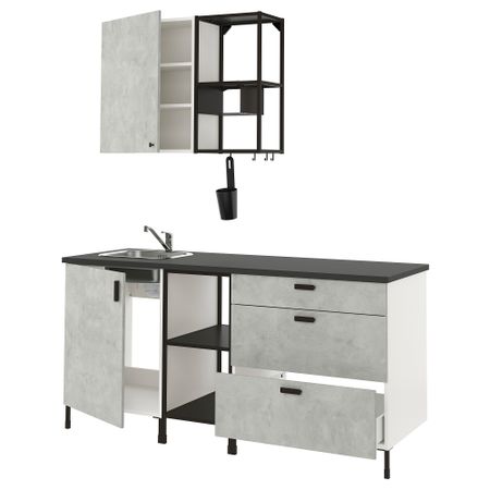 Кухня, 183x63.5x222 см, антрацит/под бетон IKEA ENHET 093.374.13