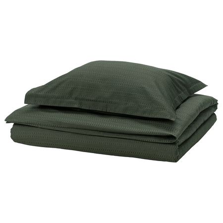 LUKTVICKER ЛУКТВИККЕР Пододеяльник и наволочка - темно-зеленый 150x200/50x60 см