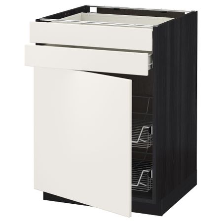Напольный шкаф, дверца, 2 ящика, проволочных корзин МЕТОД / ФОРВАРА, черный, Веддинге белый