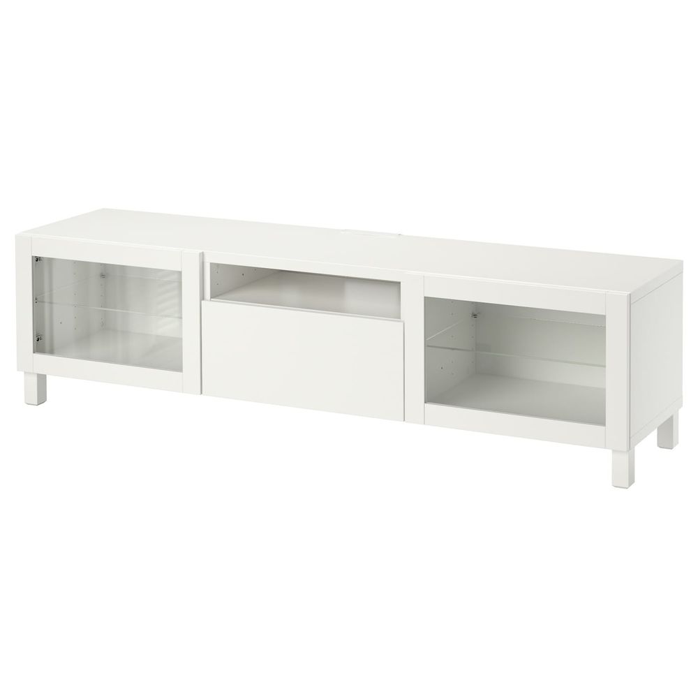 Тумба под ТВ, Лаппвикен, Синдвик белый прозрачное стекло, 180x40x48 см IKEA БЕСТО 292.504.18 - фото 1