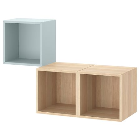 Комбинация настенных шкафов, серо-синий светлый, под беленый дуб, 105x35x70 см IKEA EKET ЭКЕТ 095.213.69