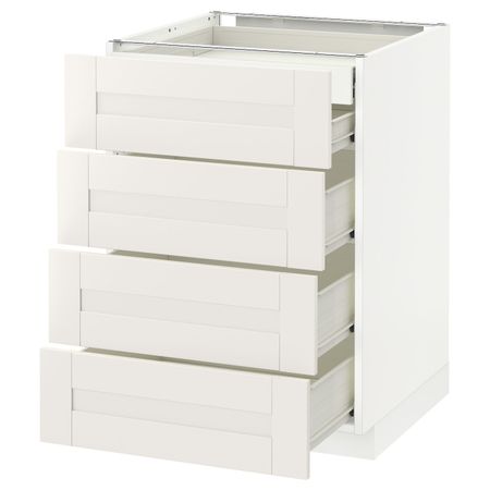 Напольный шкаф 4 фронтальных, 2 низких, 3 средних ящ, белый/Сэведаль белый 60x60 см IKEA МЕТОД / ФОРВАРА 592.654.04