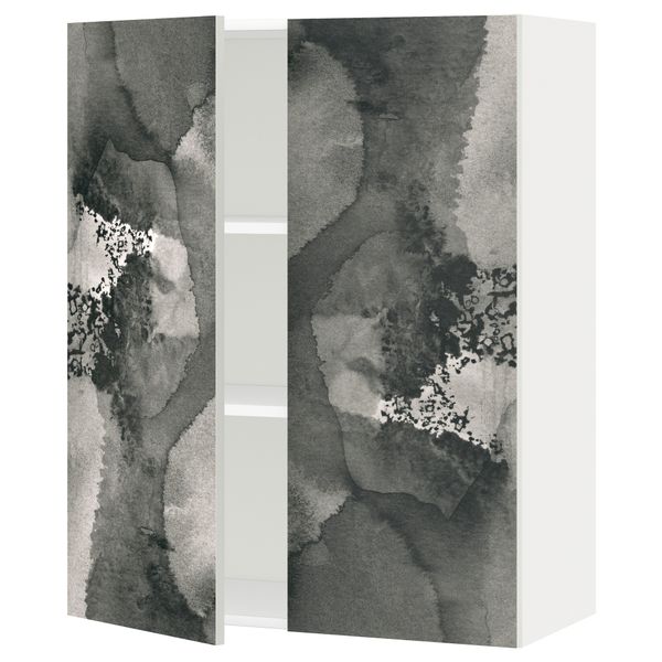 Навесной шкаф с полками, 2 дверцы МЕТОД, белый - схема-чертеж с размерами