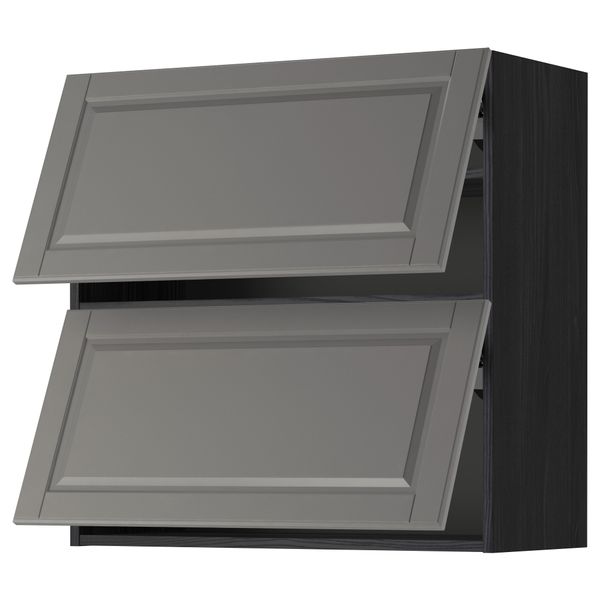 Навесной шкаф, 2 дверцы, горизонтальный МЕТОД, черный, Будбин серый - схема-чертеж с размерами