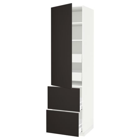 Высокий шкаф + полки, 4ящик, дверцы, 2фасада, 60x60x220 cm IKEA METOD МЕТОД, MAXIMERA МАКСИМЕРА 193.432.58
