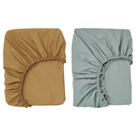 GULDVÄVARE ГУЛЬДВЭВАРЕ Простыня натяжн для кроватки - темно-желтый/синий 60x120 см