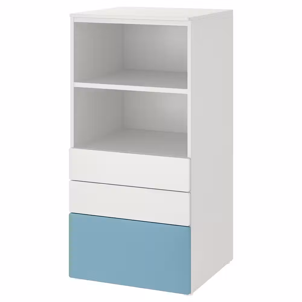 SMÅSTAD / PLATSA Стеллаж - белый синий/с 3 ящиками 60x57x123 см - фото 1