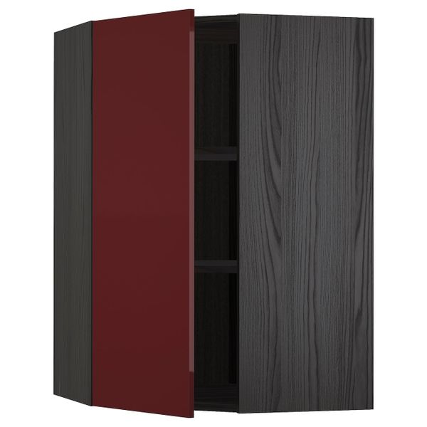 Угловой навесной шкаф с полками, черный Калларп/глянцевый темный красно-коричневый 68x100 см IKEA МЕТОД 293.278.56 - схема-чертеж с размерами