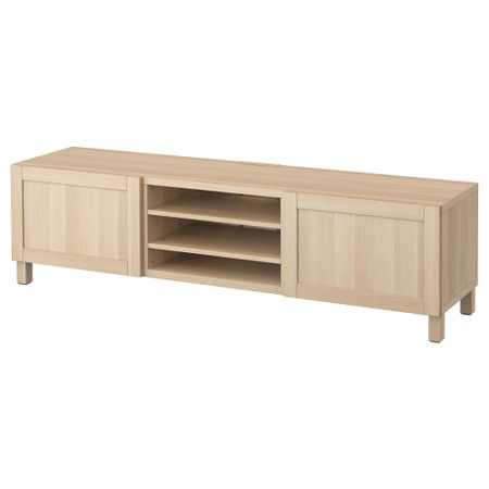 Тумба для ТВ с ящиками БЕСТО, Ханвикен под беленый дуб (180x40x48 см)