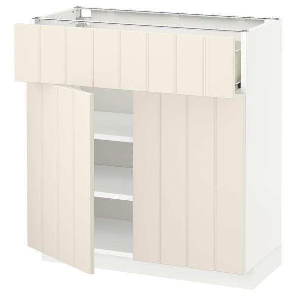 Напольный шкаф + ящик, 2 дверцы МЕТОД / ФОРВАРА, белый, Хитарп белый с оттенком - схема-чертеж с размерами