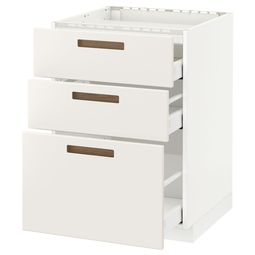 Напольный шкаф, 3 фронтальных панели, 3 ящика МЕТОД / МАКСИМЕРА, белый, Мэрста белый - схема-чертеж с размерами