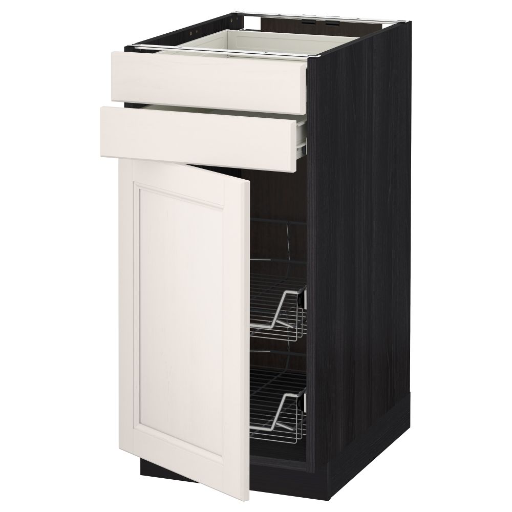 Напольный шкаф, дверца, 2 ящика, проволочных корзин МЕТОД / ФОРВАРА, черный, Лаксарби белый - схема-чертеж с размерами