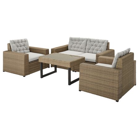 4-местный комплект садовой мебели, коричневый/Куддарна серый IKEA SOLLERÖN СОЛЛЕРОН 793.295.08