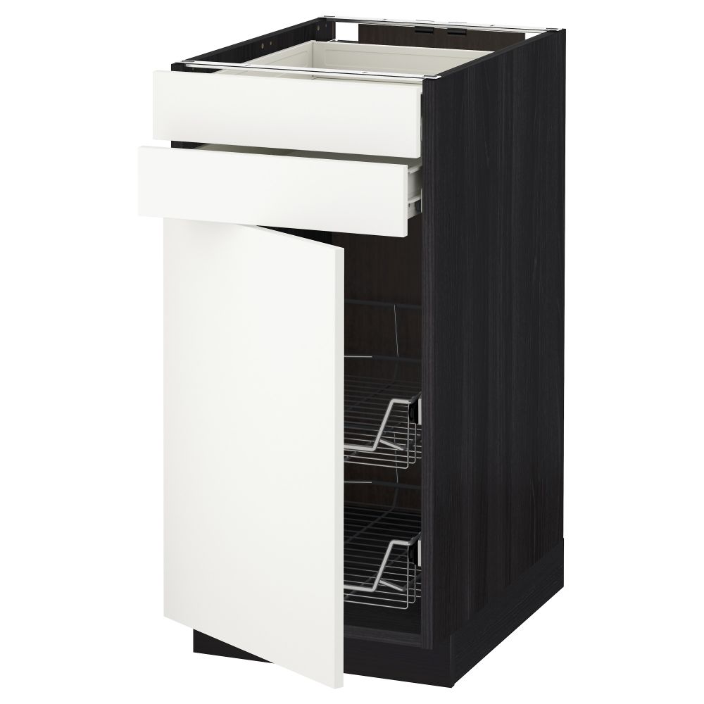 Напольный шкаф, дверца, 2 ящика, проволочных корзин МЕТОД / ФОРВАРА, черный, Хэггеби белый - схема-чертеж с размерами