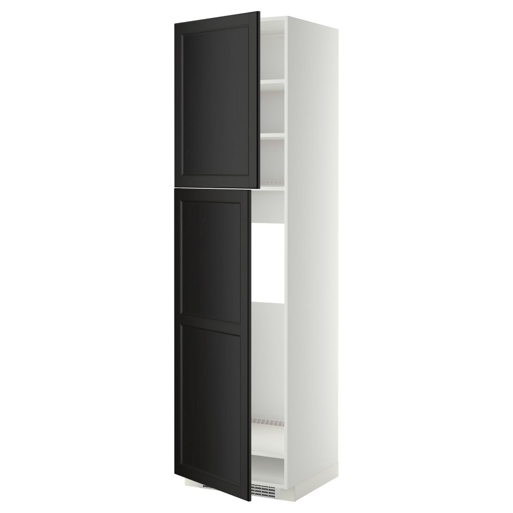 Высокий шкаф для холодильника, 2 дверцы МЕТОД, белый, Лаксарби черно-коричневый - схема-чертеж с размерами