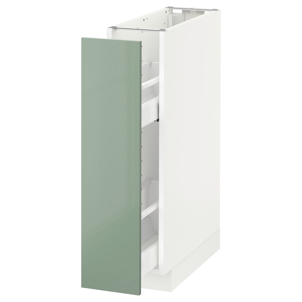 Напольный шкаф, выдвижной внутрений элемент МЕТОД, белый, Калларп светло-зеленый (20x60 см) - схема-чертеж с размерами
