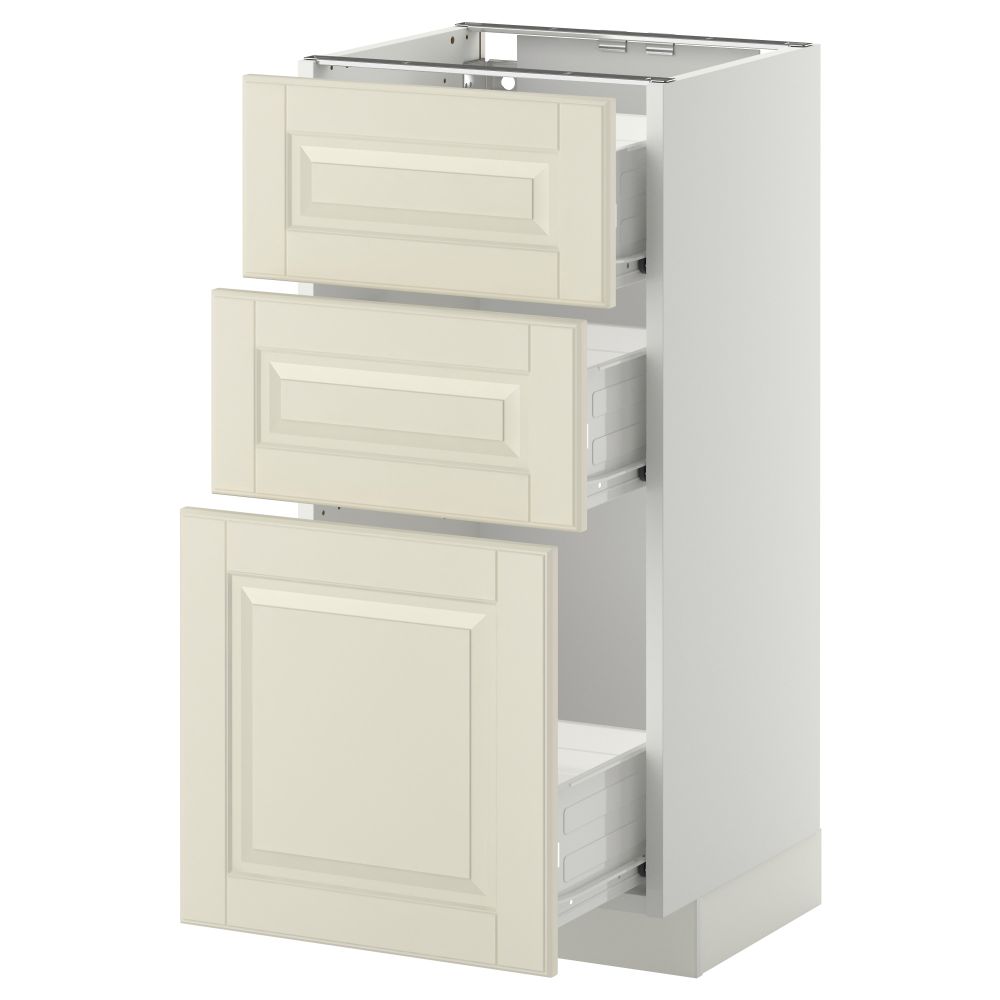 Напольный шкаф с 3 ящиками МЕТОД / ФОРВАРА, белый, Будбин белый с оттенком - схема-чертеж с размерами