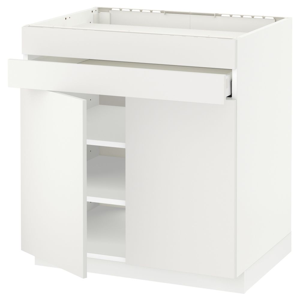 Напольный шкаф для варочной панели, 2 ящика, 2 фасада, 1 ящик МЕТОД / МАКСИМЕРА, белый, Хэггеби белый (80x60 см) - схема-чертеж с размерами