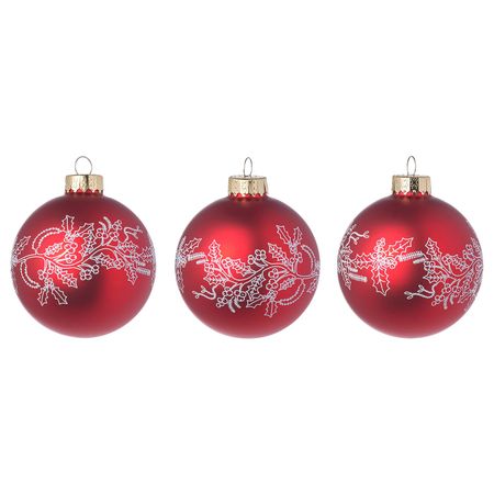 Украшение, шар, стекло красный, белый 8 см IKEA VINTER 2021 ВИНТЕР 2021 104.985.89