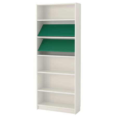 Стеллаж с наклонной полкой БИЛЛИ / БОТТНА, белый, зеленый (80x28x202 см)