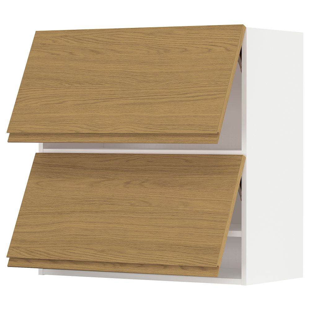 Навесной шкаф, 2 дверцы, горизонтальный, белый, Voxtorp под дуб, 80x80 см IKEA METOD МЕТОД 095.382.56 - фото 1