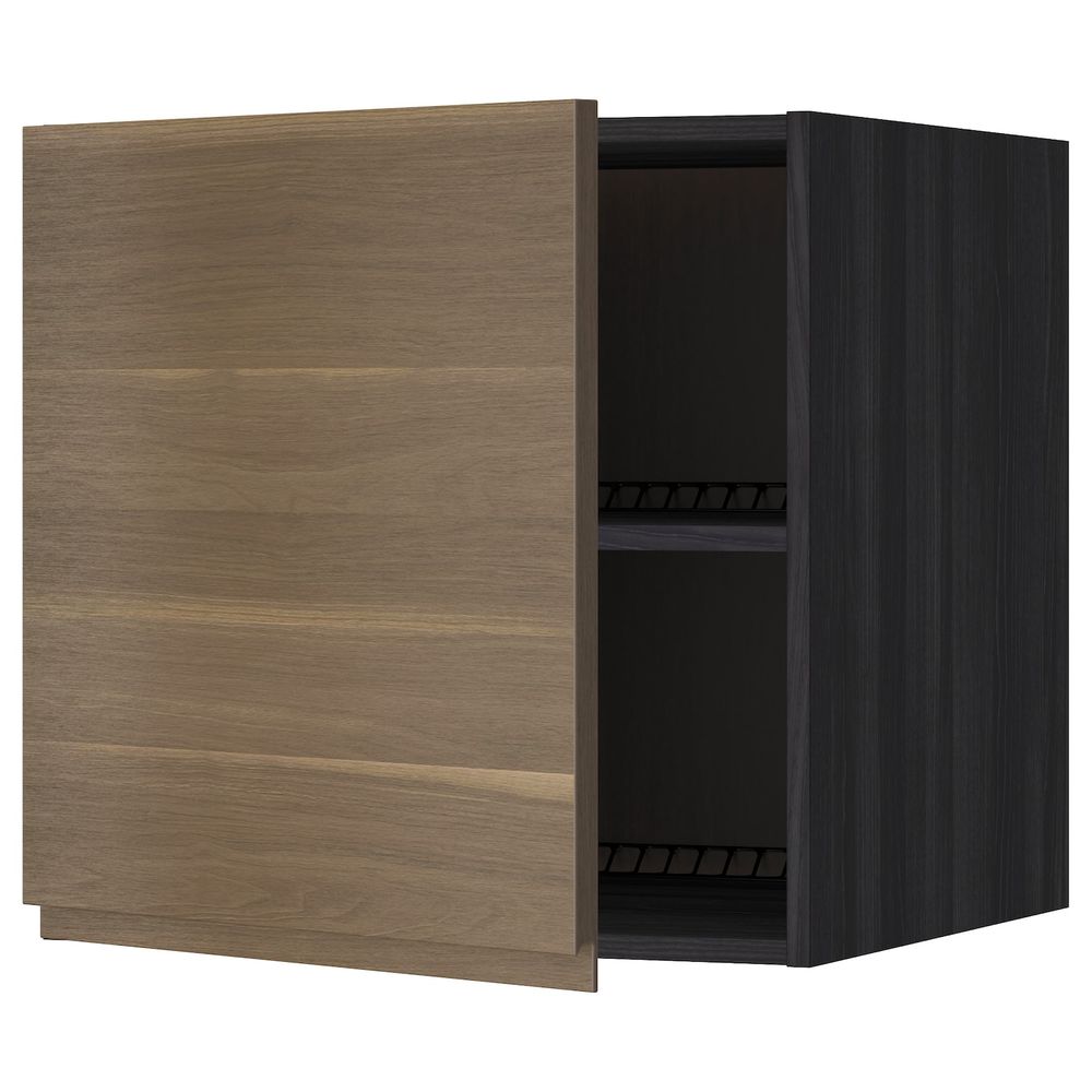 Верхний шкаф на холодильник/морозильн, черный/Воксторп грецкий орех 60x60 см IKEA МЕТОД 392.248.05 - схема-чертеж с размерами