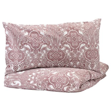 Пододеяльник и наволочка, белый/темно-розовый 150x200/50x70 см IKEA JÄTTEVALLMO ЙЭТТЕВАЛЛМО 304.609.91