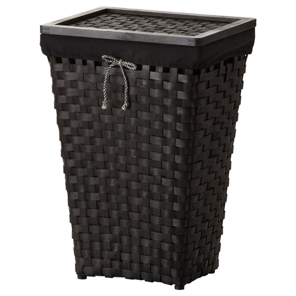 Корзина для белья с подкладкой КНАРРА, черный, коричневый - фото 1